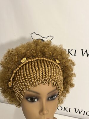 blonde semi-afro wig